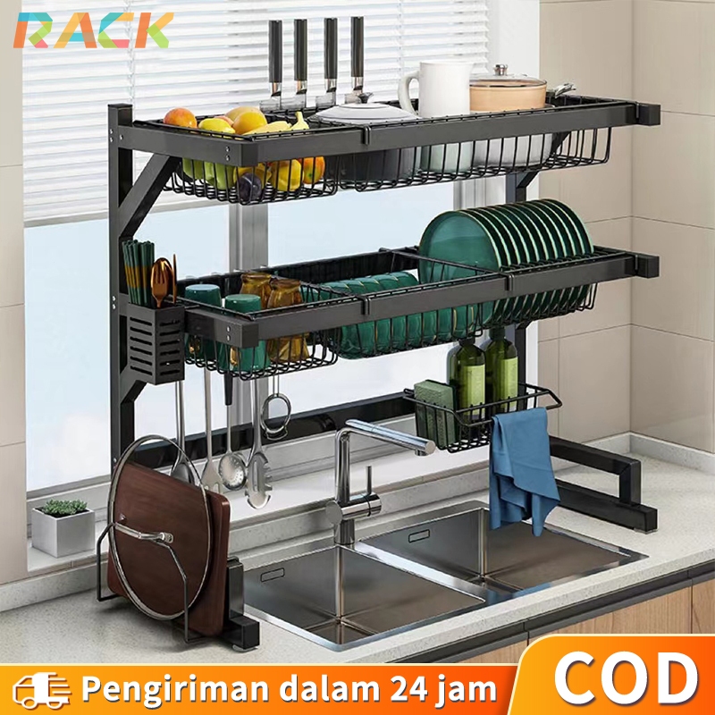 Rak Piring Wastafel Stainless Steel Rak Cuci Piring Dapur Rak Penyimpanan Piring Rak Wastafel Dapur