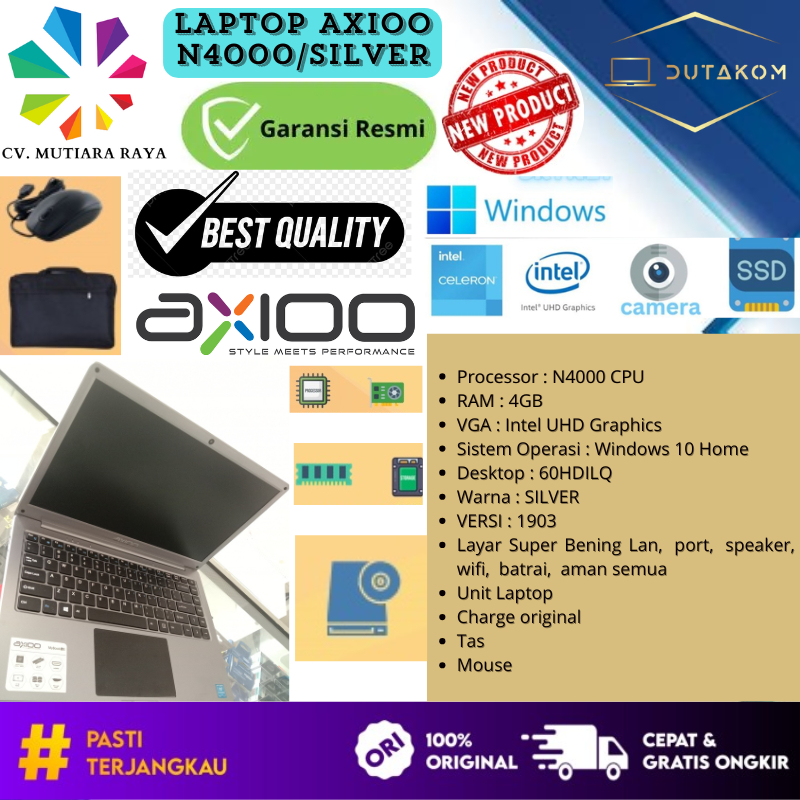 LAPTOP SEKEN AXIOO SILVER N4000/4GB