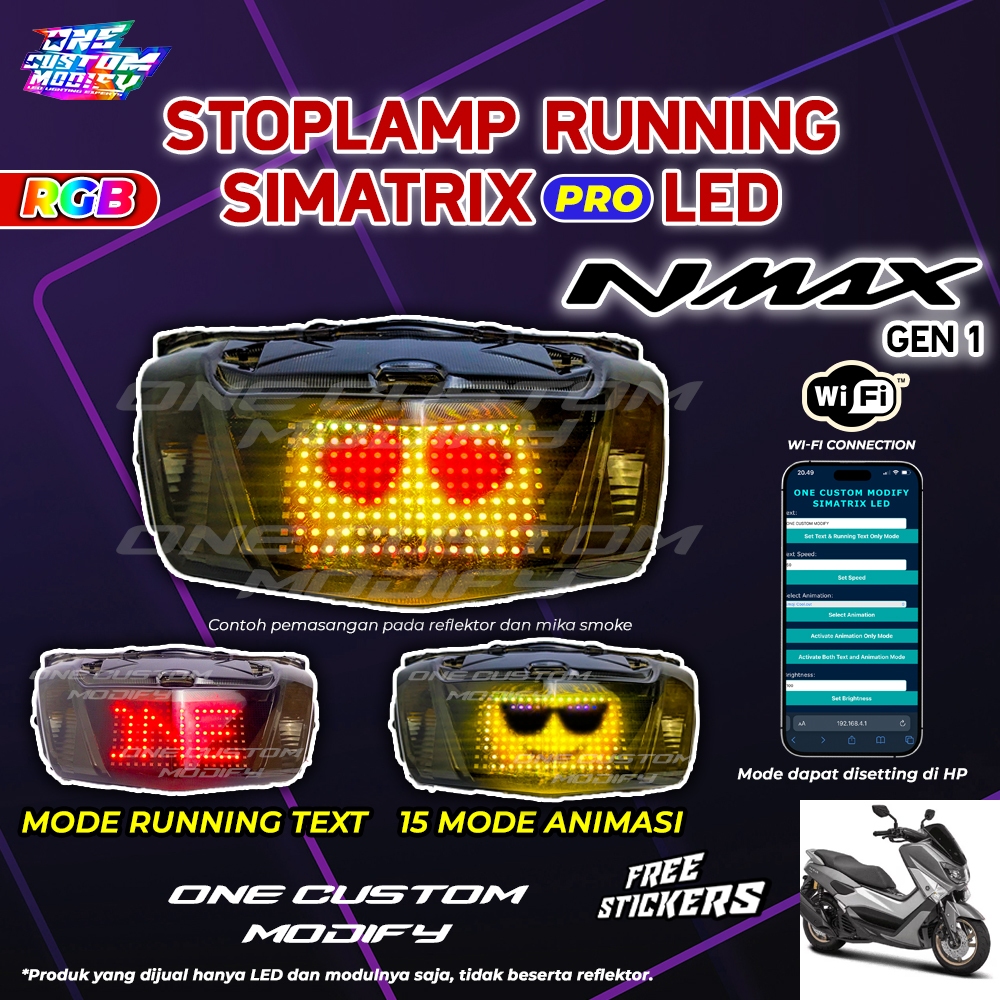Stoplamp Running Simatrix Pro Nmax Old Lampu LED Motor Animasi Text Rem Sein Hazard RGB One Custom
