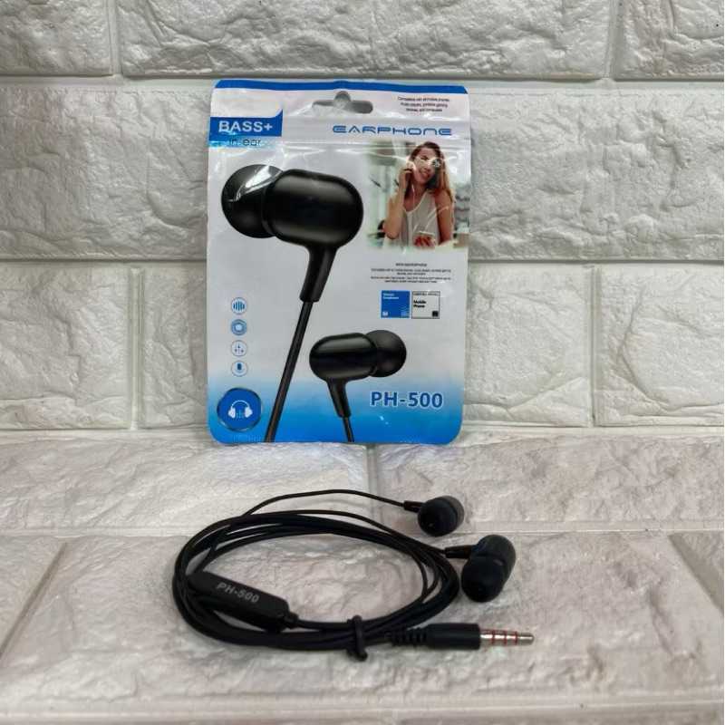 Handsfree Philips Headset PH-500 + Mic Stereo Earphone Sound Quality Extra Basss