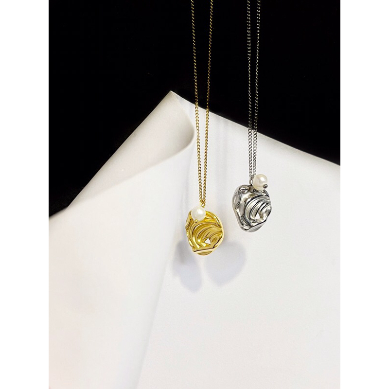 TORONTO Necklace - Cultured Pearl Charm Necklace [Kalung Mutiara Asli]