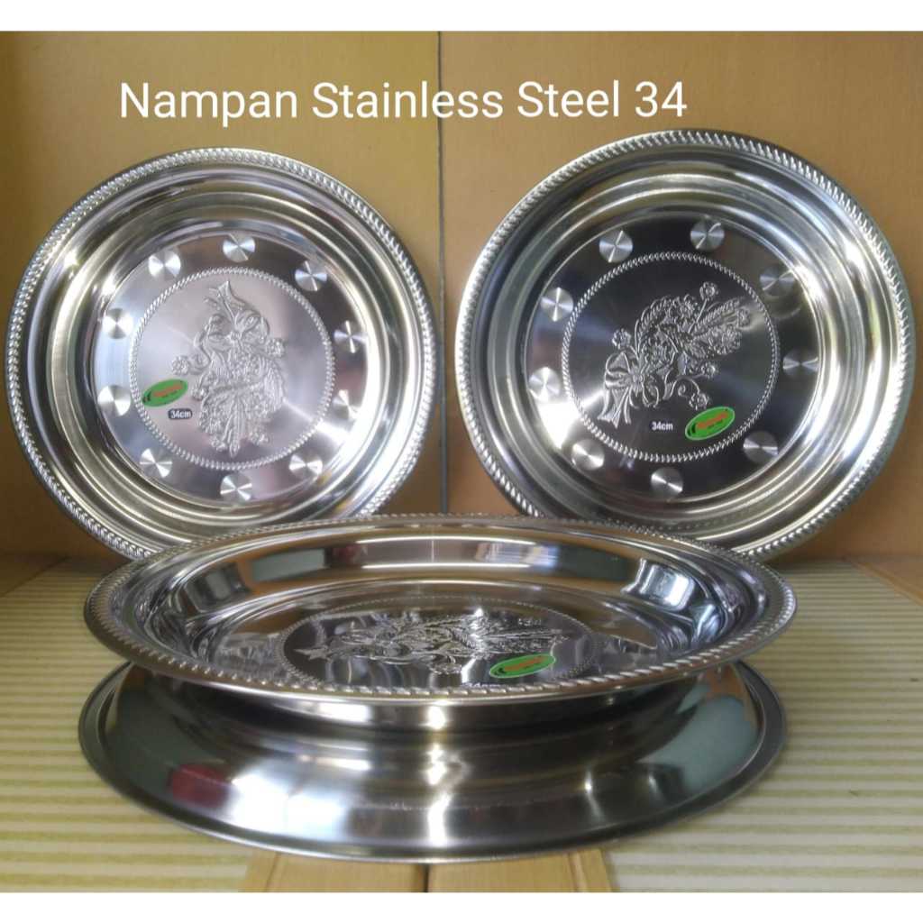 Nampan Talam Bulat Stainless Steel 34 / Komodo / Stainless