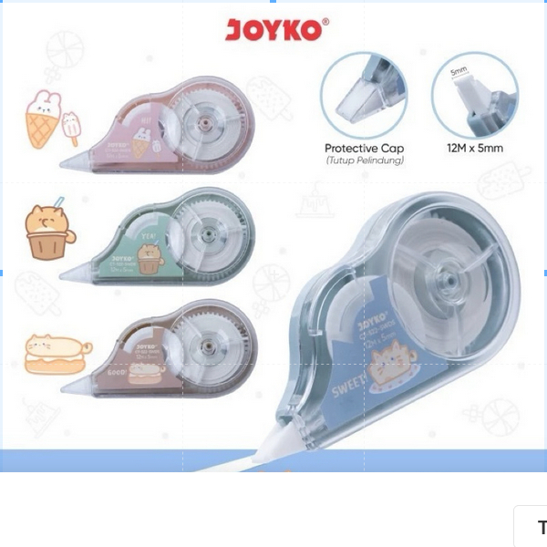

( 1 PACK ) Pita Koreksi Correction Tape Joyko CT-522-SWDS Sweet Dessert 1 PACK ISI 12 BIJI
