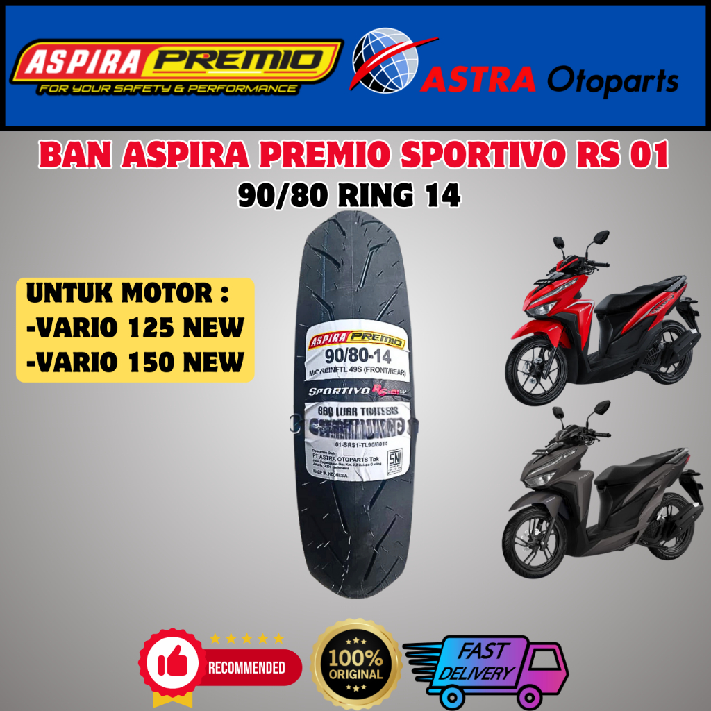 BAN ASPIRA PREMIO SPORTIVO BY PIRELLI RS01 (90/80 14) TUBELESS SOFT COMPOUND / BAN BALAP SOFT COMPOU