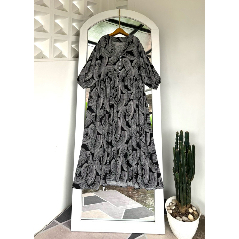 RB Midi Yulia Rayon Premium Motif Bunga-Bunga