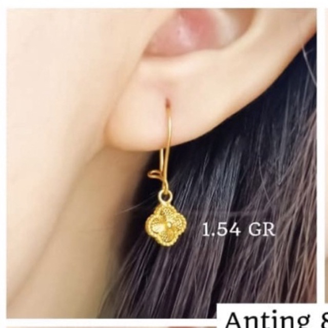 anting anak dan dewasa model clover anting emas