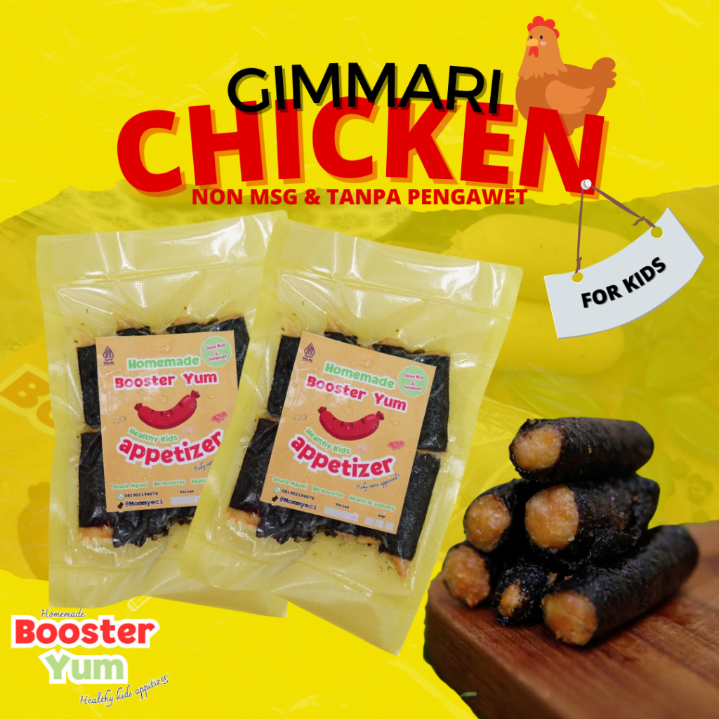 

BoosterYum - Cemilan Anak - Gimmari Ayam Non MSG dan Tanpa Bahan Pengawet - Snack Mpasi