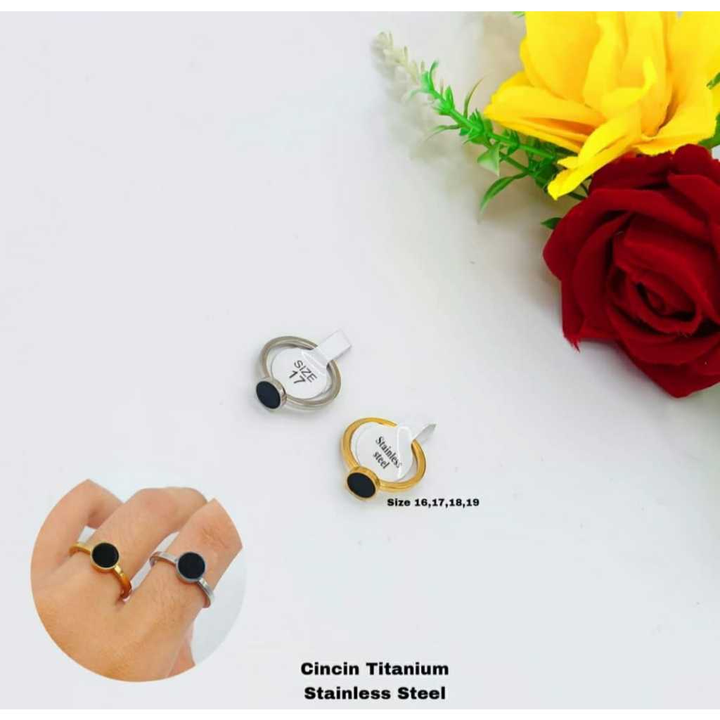 VANRACH_ CINCIN HITAM | STAINLEES STEEL | ANTI KARAT | CINCIN WANITA | AKSESORIS | TITANIUM