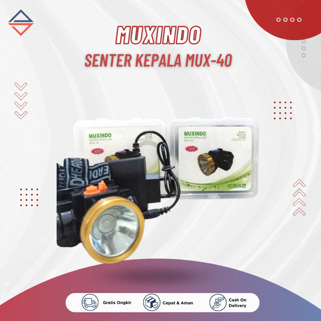 Senter Kepala LED Super Terang Battery Lithium Muxindo Mux-40 1 LED