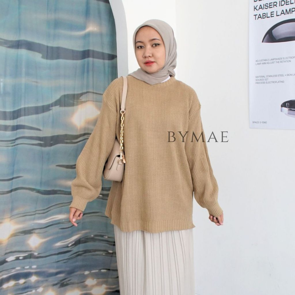 Hanna Puffy Sweater Oversize Knit - Atasan Wanita rajut