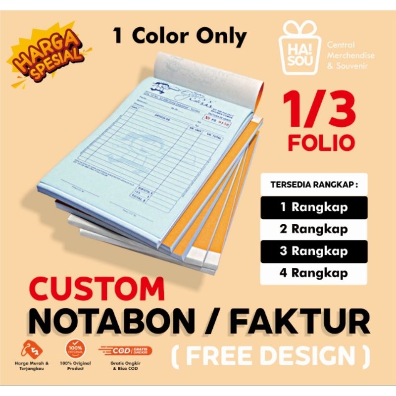 

HAISOU Notabon / Faktur Custom Ukuran 1/3 Folio
