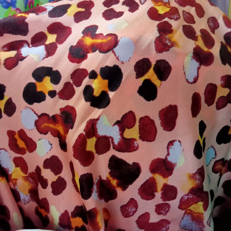 Kain - Kain Baby Silk Motif Leopard Import - Kain Zara Silk - Kain Meteran Ut | Harga Per Setengah M