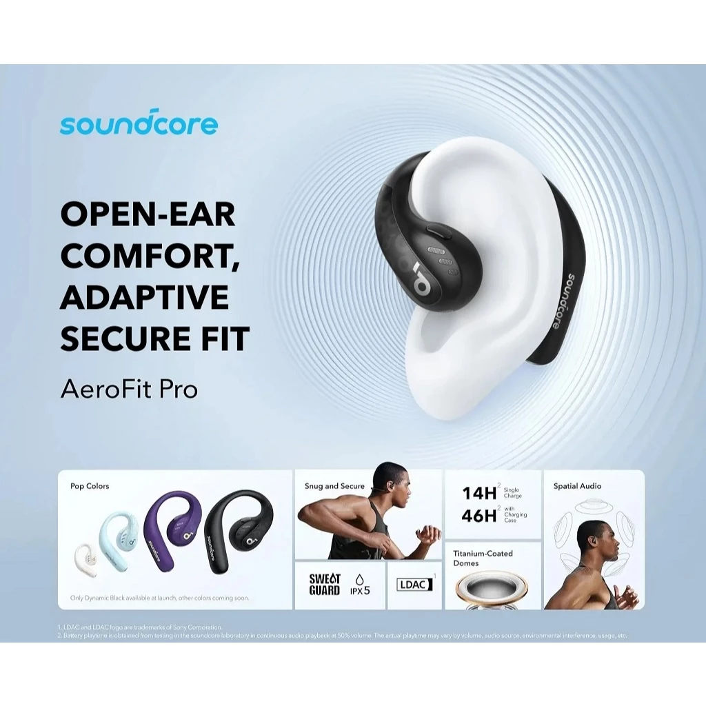 ANKER SoundCore AeroFit PRO - Open Ear True Wireless Earbuds - A3871 - Earphone TWS Terbaru dari ANK