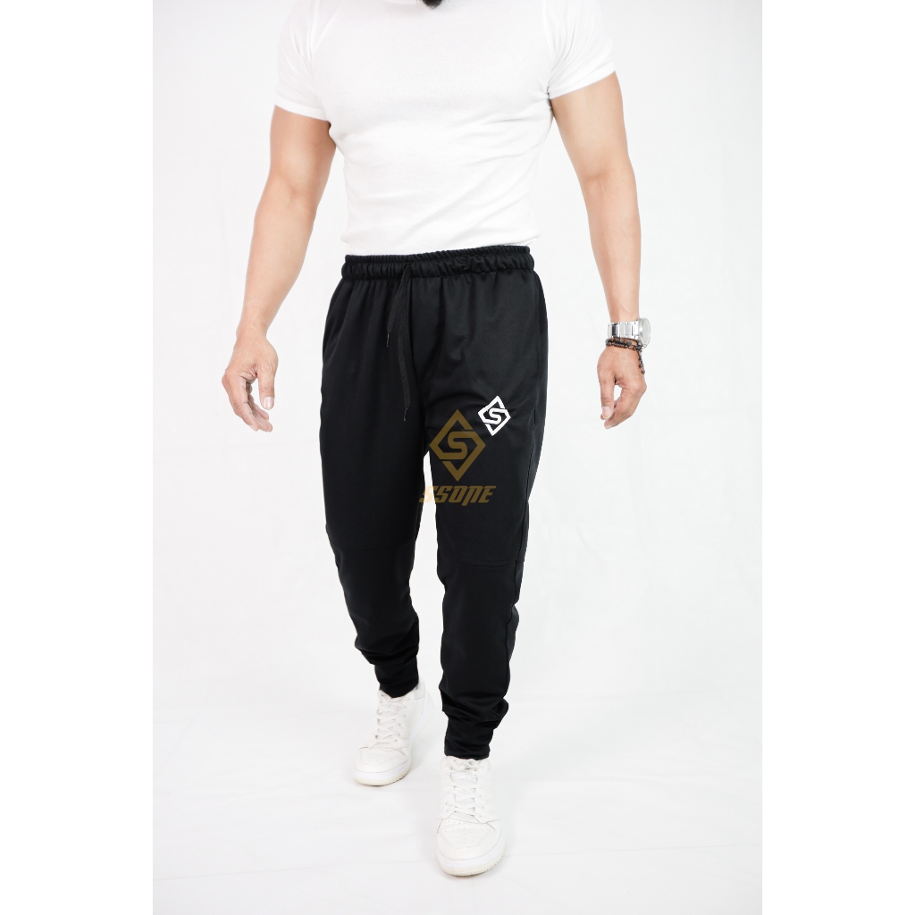 celana jogger pants celana olahraga panjang pria celana jogger tebal elastis - celana jogging gym