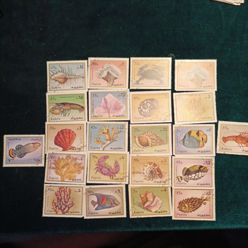 

Stamp Prangko, FUJEIRA Uni Emirat Arab. Set. 24 pcs. Estimasi Th. 1980-1990an.Sea world edition.