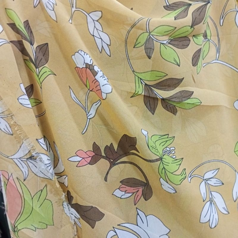 kain sifon motif bunga - kain sifon motif - kain sifon meteran - harga persetengah meter - ant
