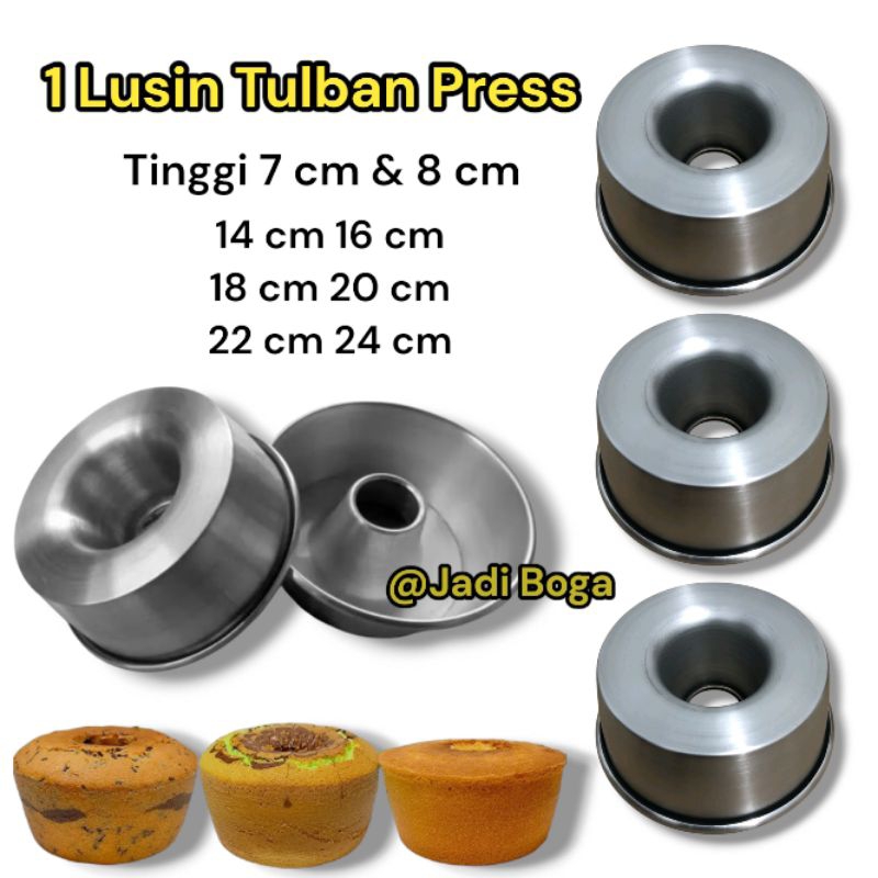 Grosir 1 Lusin Tulban Press Tinggi 7.8 cm | 12 Pcs Loyang Tulban Bima | Loyang Bolu Press | Tulban P
