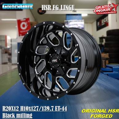 Velg mobil r20 untuk jeep cj, rubicon, wrangler hsr lingu lebar 12 offset -44 black milling