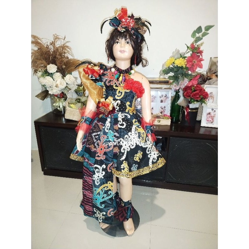 Dress casual batik dayak Kalimantan barat Etnik Nusantara wastra