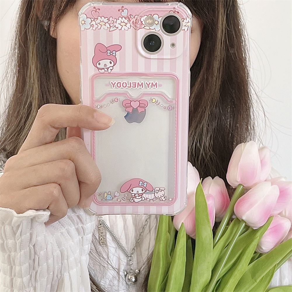 [TCS] [3/3] Soft TPU My Melody Case Card Holder Iphone 13 mini 12 Mini