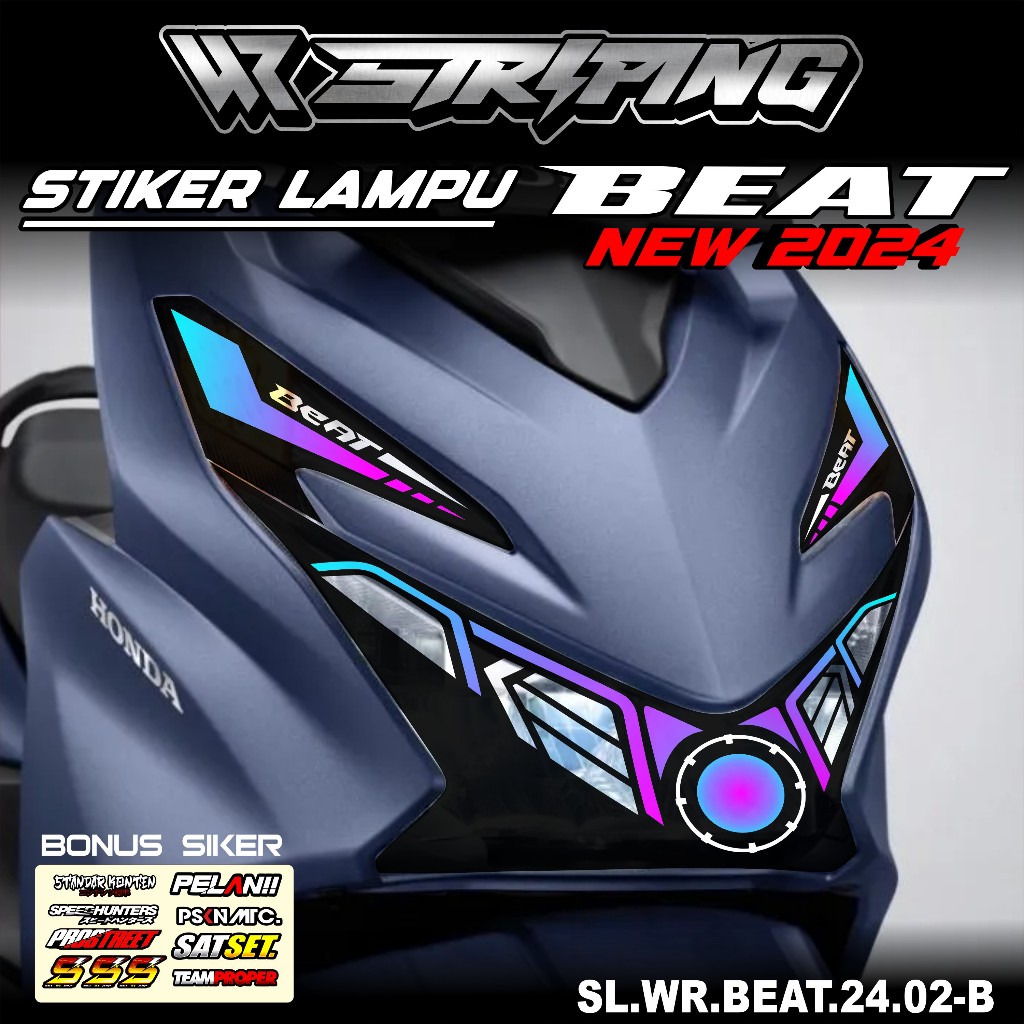 Stiker Lampu Motor Beat 2024 Sticker Alis Depan Lampu Beat Deluxe New Street Cbs Iss 2024 WR 02