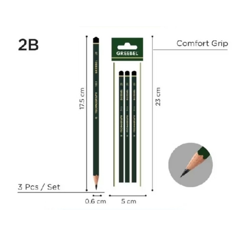 

Pensil Tulis 2B Pencil Kayu Greebel 7018 (3PCS/SET)