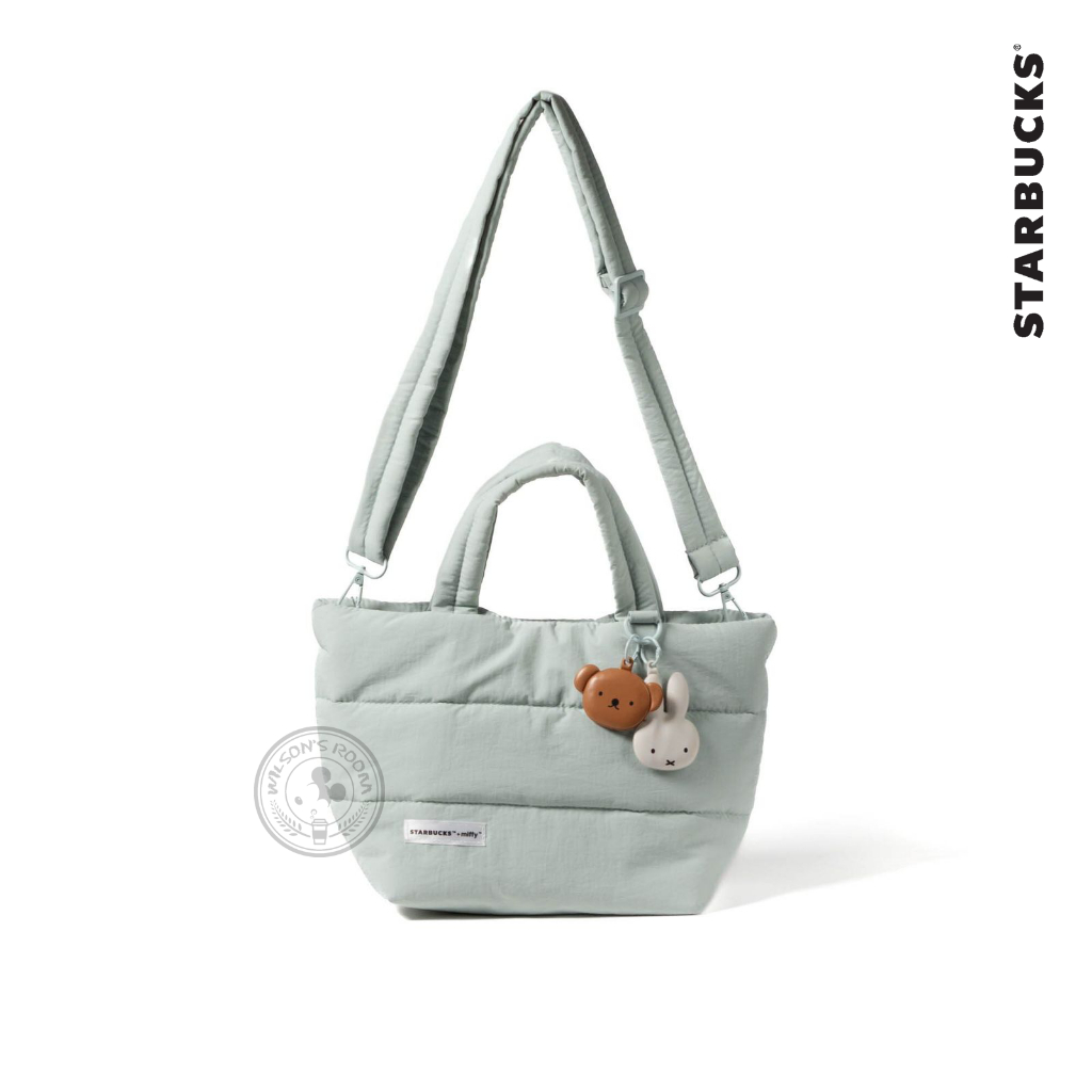 Starbucks Miffy Dusty Blue Mini Puffer Sling Tote Hand Carry Bag Tas Miffy Boris Key Charm