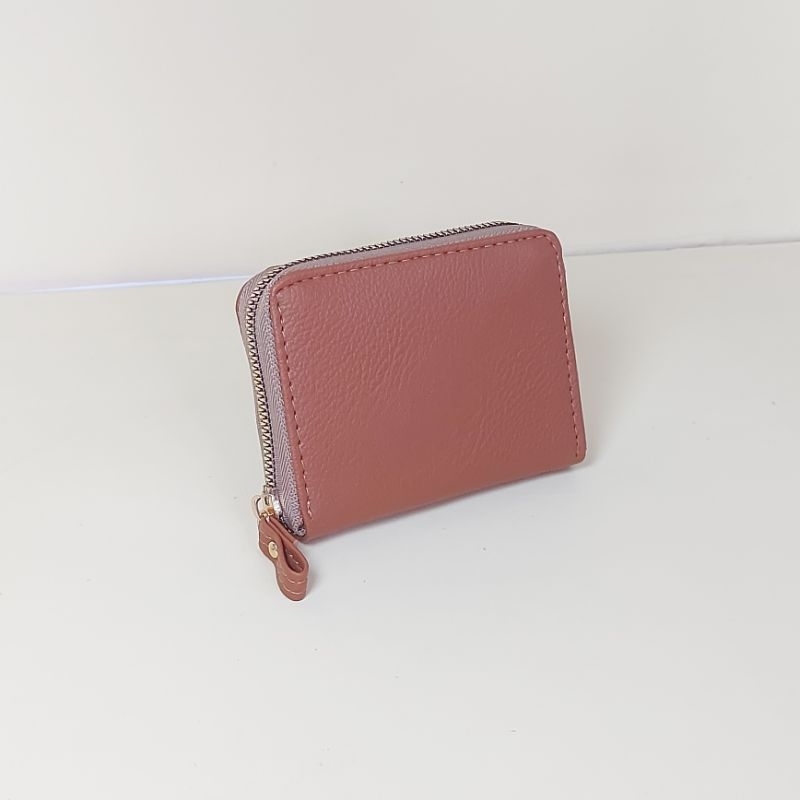 MORA Dompet Kecil Lipat Wanita Motif Kulit Jeruk Zip Card Wallet