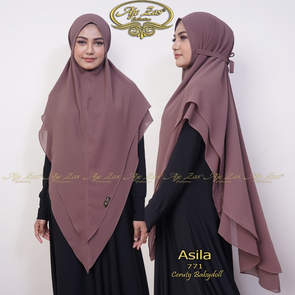 AJE ZAS - Hijab Khimar Bergo  Jumbo Syar'i Tali Tanpa pet Kode-ASILA Matt Ceruti BabyDoll