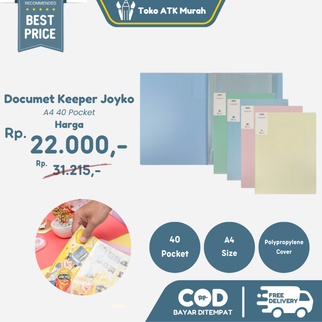 

Document Keeper Joyko DK-A40-A4 Clear Holder Map File Dokumen Folder