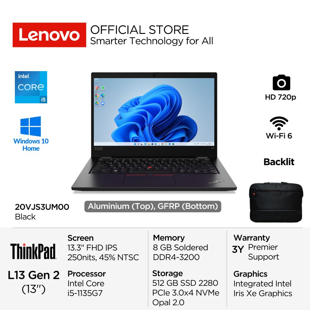 Lenovo ThinkPad L13 Gen 2 UM00 Intel Core i5 1135G7 Win10 Home 8GB 512GB SSD 13.3" FHD IPS 250nits 4