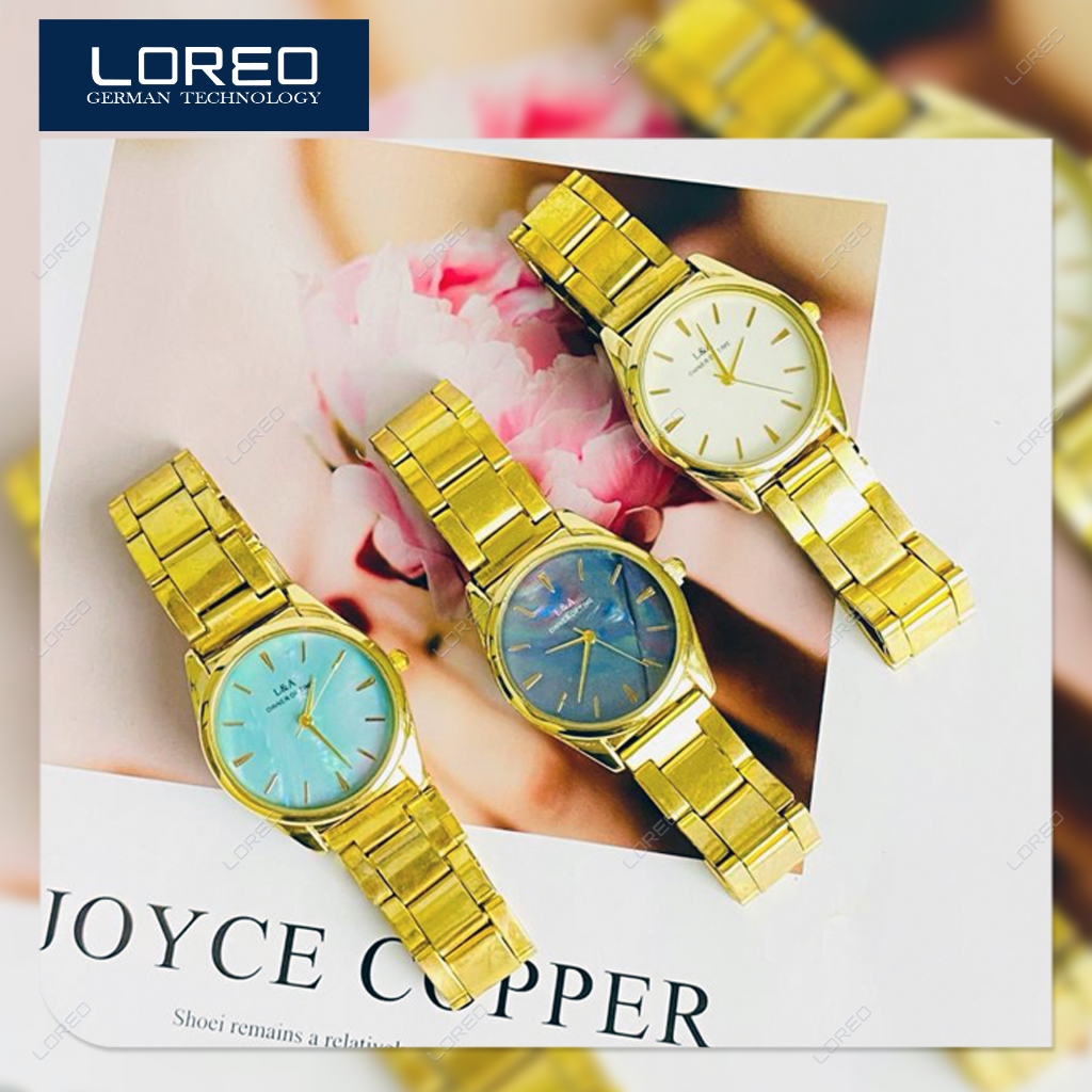 Loreo - Jam Tangan Wanita Stainless Steel /Jam Tangan Rantai Gold