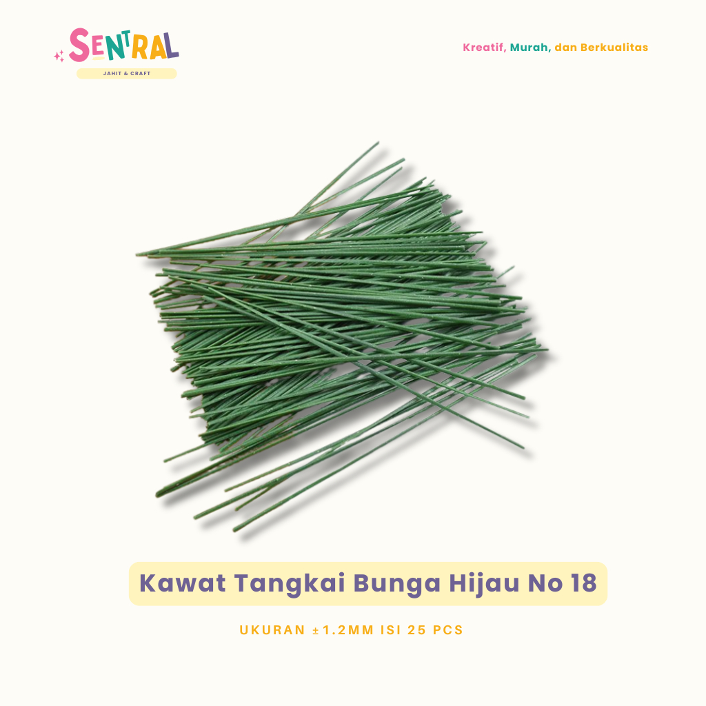 [20 Pcs] Tangkai Kawat Bunga Hijau/ Kawat Bunga Lapis Plastik / Kawat Tangkai Bunga Artificial / Kaw