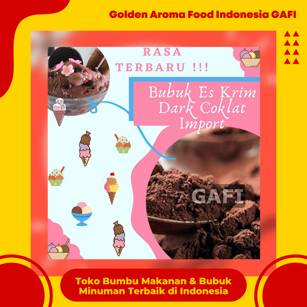 

Bubuk Eskrim Dark Coklat Import 1 Kg Murah Meriah Terdekat Kiloan Magic Ice Cream Premix Instant Hard Soft / Bubuk Bahan Es Krim Instan Rasa Dark Coklat Import Bahan Bubuk Es krim GAFI