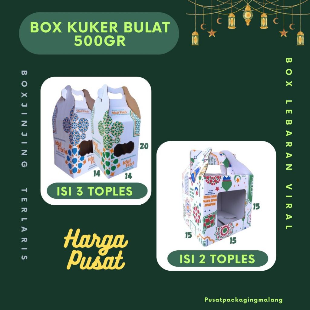 

Kardus Jinjing Kuker Bulat 500gr Isi 2/3 14x14x20 / 15x15x15 Gable Box Parcel Parcking Buah Hampers Kemasan Idul fitri Ied Mubarak/ Kue Kering Lebaran Dus Bingkisan