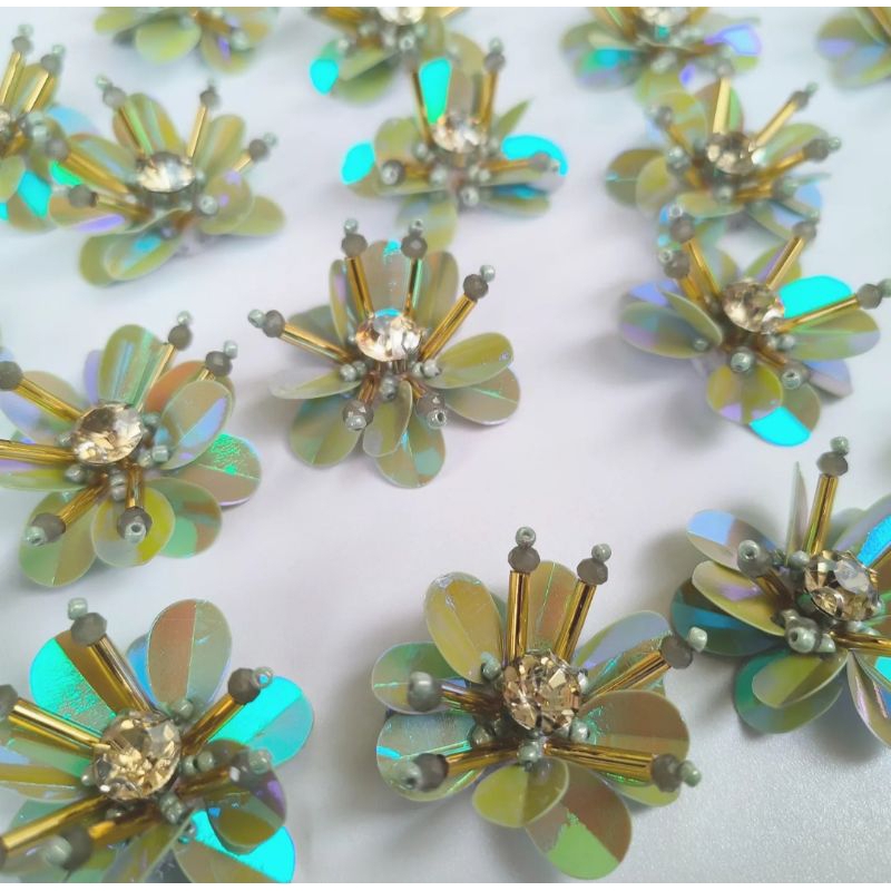 PAYET RANGKAI BUNGA 3D HIJAU SAGE 151