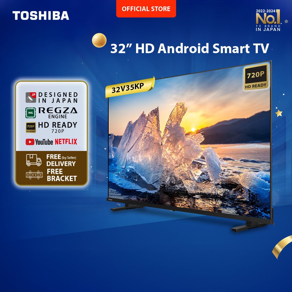 [FREE BRACKET] Toshiba TV 32" HD Android TV - Google Assistant Netflix Disney+ Youtube Dolby Audio W