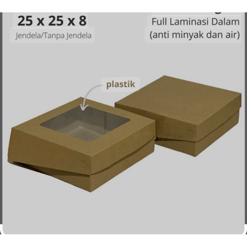 

[ Isi 10 ] Dus Kraft 25 x 25 x 8 Cm Jendela Laminasi Box Kemasan Kue Kardus Packingan Kue