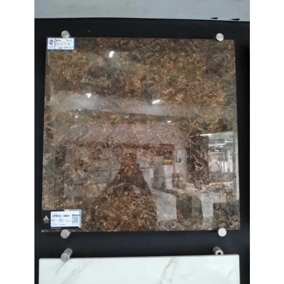 GRANIT LANTAI GLAZE POLISHED UKURAN 60X60 | ARNA EMRYS DARK BROWN 60X60