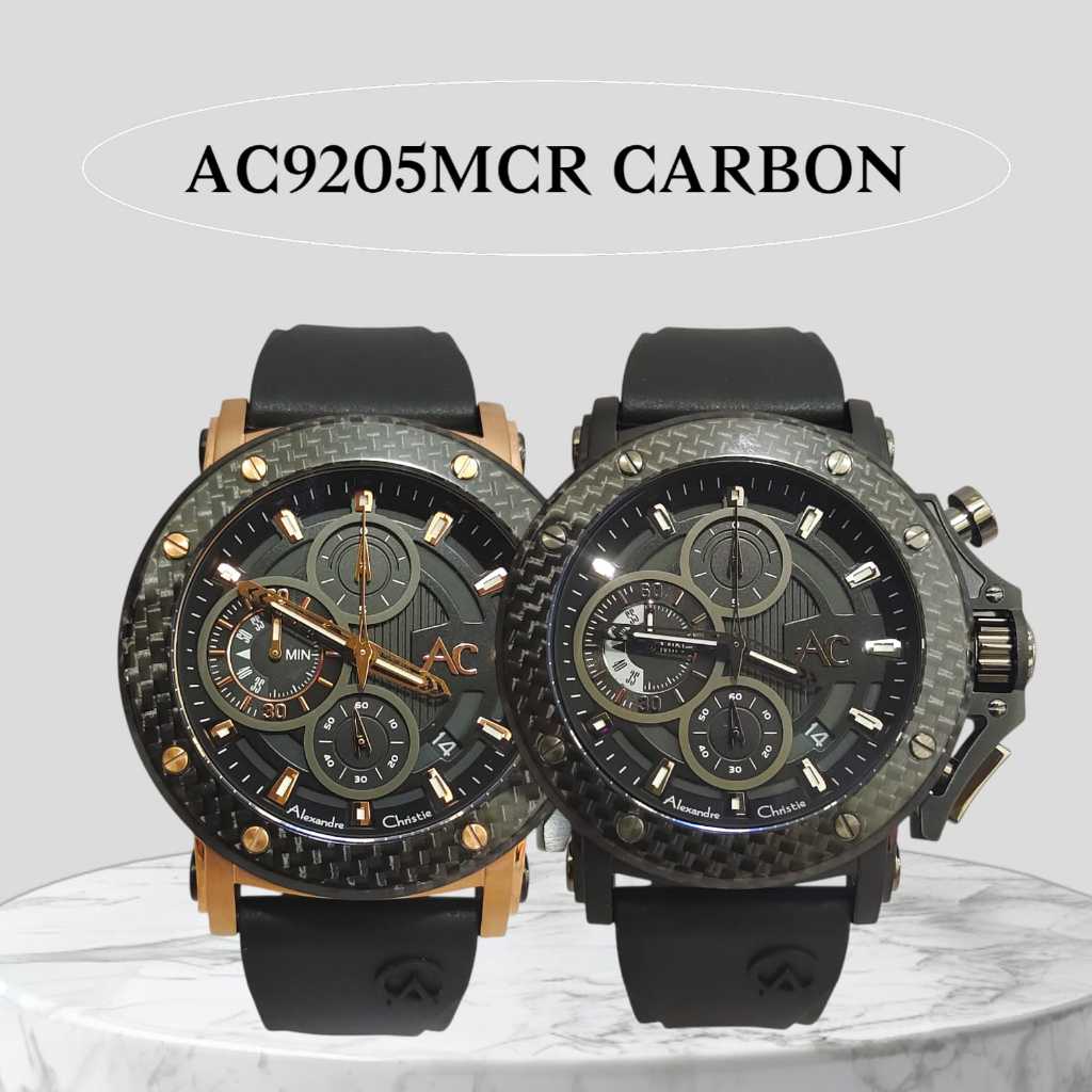 Jam Pria Alexandre Christie AC9205 AC 9205 MCR Carbon Rubber Strap Original