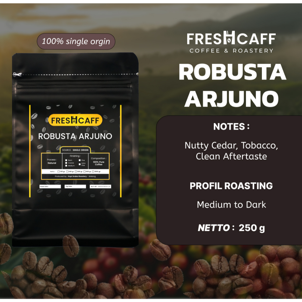 

Kopi Robusta Arjuno Murah 250 gram (netto 250 gram)