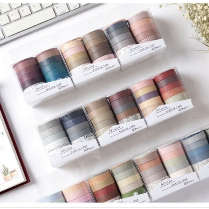 

[CRAFTS BY V] Isolasi Set / 10 Roll Washi Tape Deco Masking Tape Jurnal Diy Scrapbook