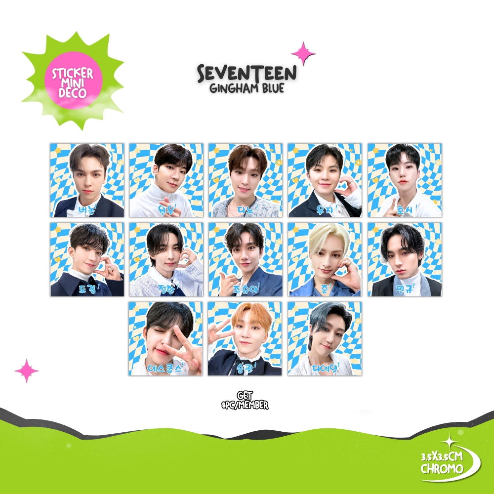 

MINI STIKER DECO SEVENTEEN GINGHAM BLUE (ISI : 8 PCS) BIAS STICKER CHROMO KPOP IDOL KOREA PREMIUM MURAH UNOFFICIAL CARAT SCOUPS WONWOO MINGYU VERNON WOOZI JEONGHAN JOSHUA DK SEUNGKWAN HOSHI JUN THE8 DINO READY STOCK !