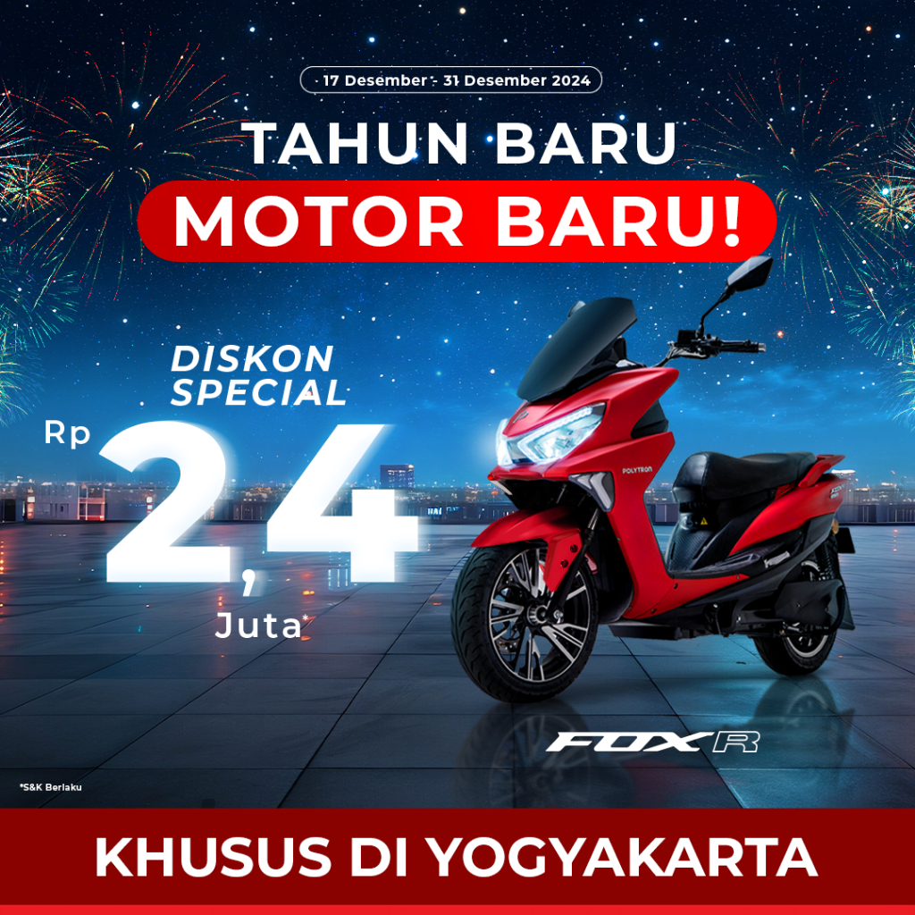 SUBSIDI POLYTRON Fox R Sepeda Motor Listrik - OTR Yogyakarta - Klaten - Solo - Purwokerto