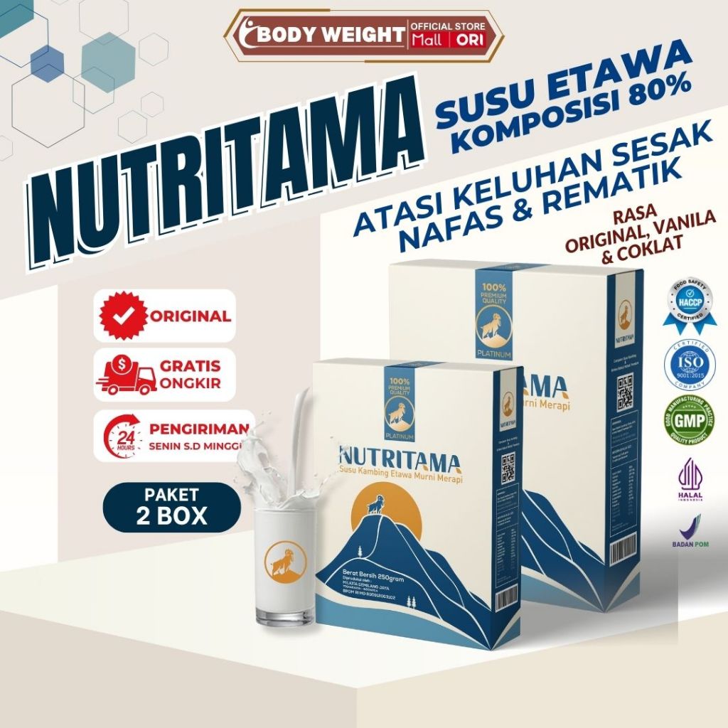 

Nutritama Platinum Susu Kambing Etawa Untuk Meningkatkan Imunitas Paket 2 Box Kemasan 250gr