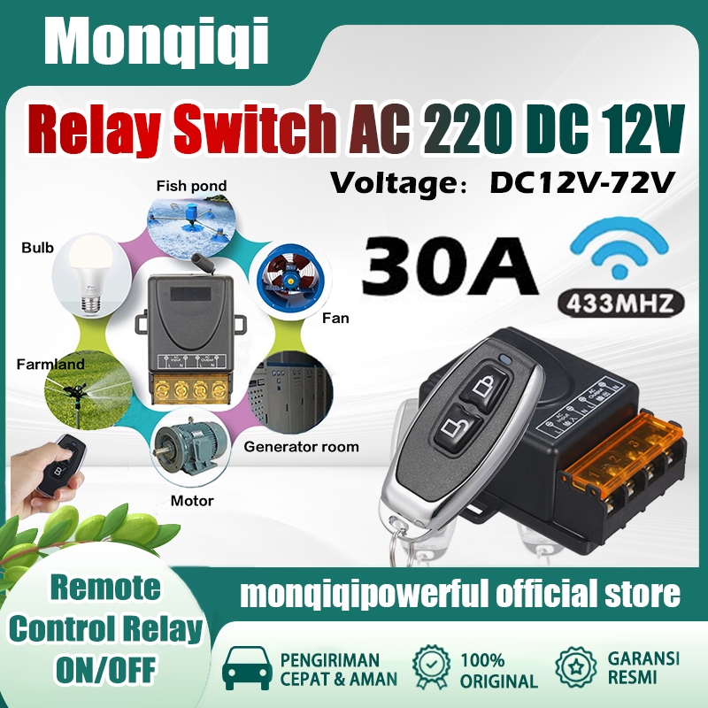 Remote Control Relay Switch Saklar On Off AC 220 DC 12V Relay Switch AC 220 DC 12V 1CH Remote Contro