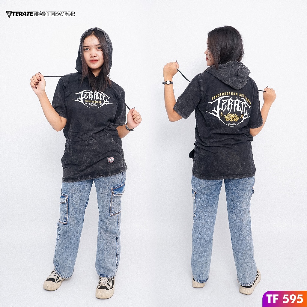 KAOS HOODIE PSHT WASHING T-SHIRT HOODIE PSHT KAOS WASHING TERATE FIGHTERWEAR TF 595