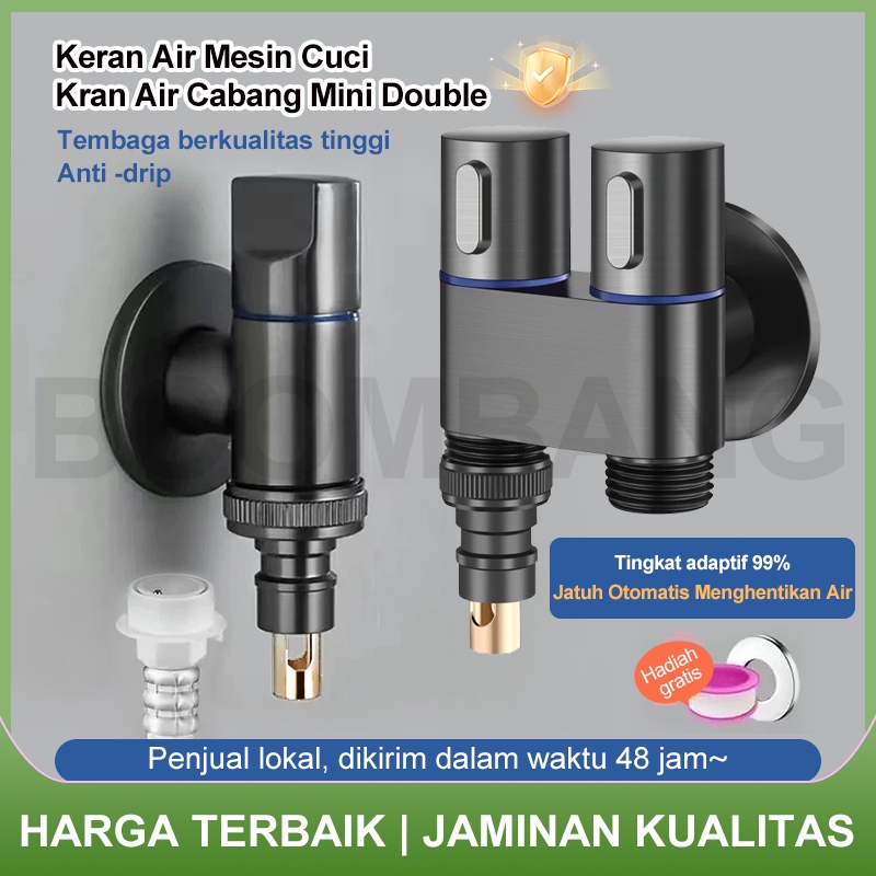 Kran Air Mesin Cuci Otomatis/Kran Air Cabang Mini Double/Keran Air Mesin Cuci Kran Tembok Jatuh Otom