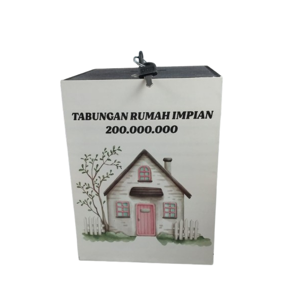 Celengan target 200k tabungan motif rumah impian celengan lucu aesthetic jumbo