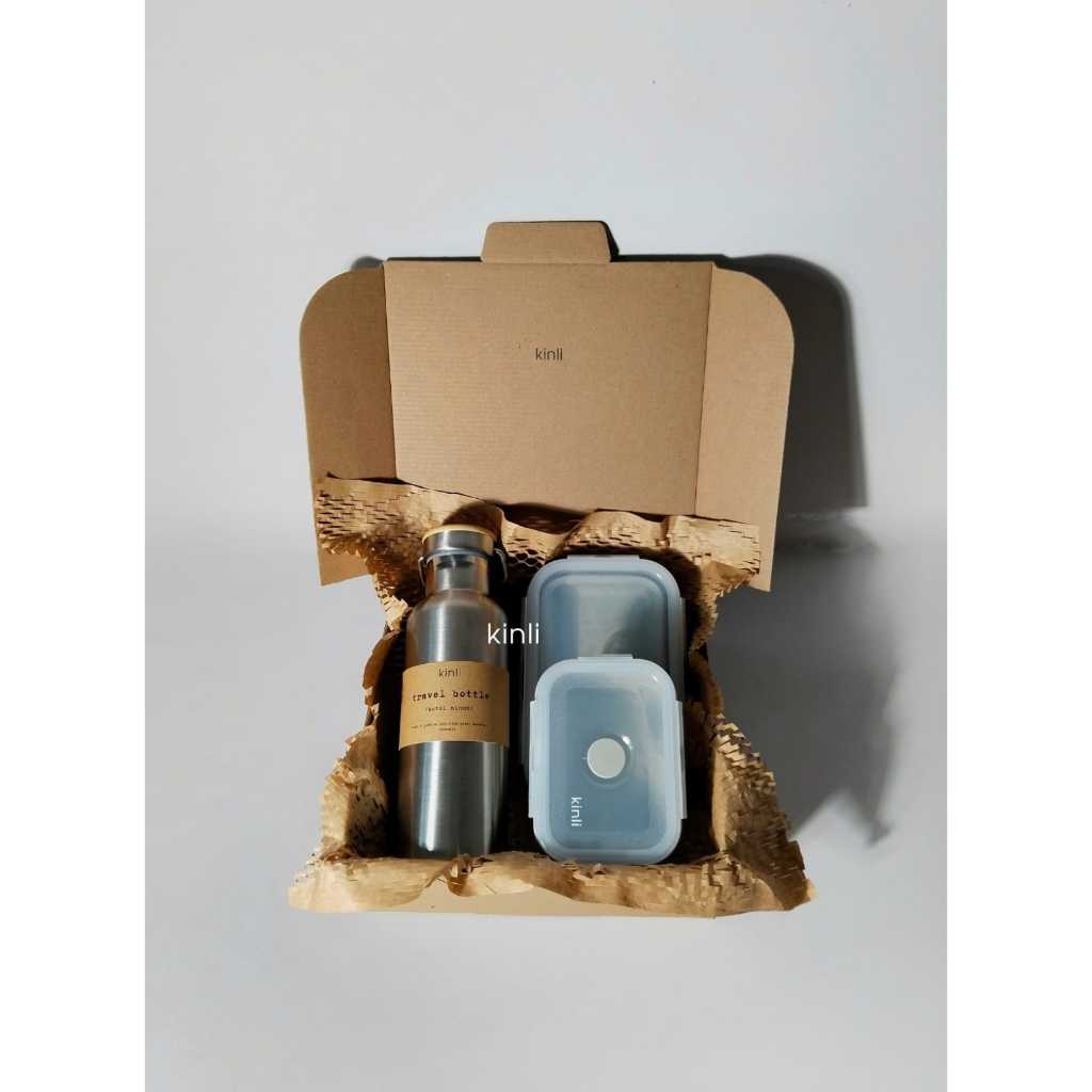 

khana sustainable zero waste gift set lunch box collapsible cup travel bottle